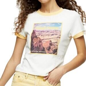 TOPSHOP Grand Canyon Graphic Ringer Tee T-Shirt 90s Y2K Retro - Sz 2